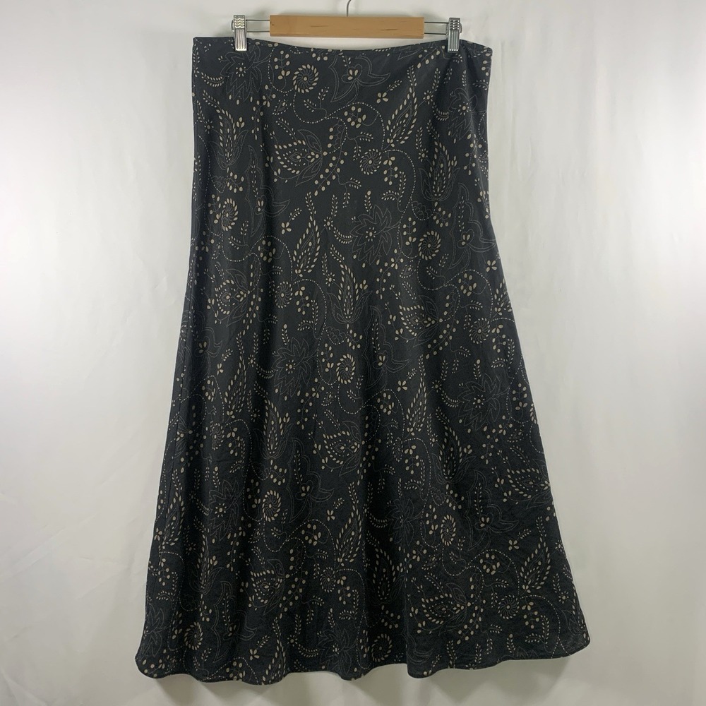 Pure DKNY Paisley Linen Maxi Skirt Size 12 Boho Coastal Lightweight Breathable